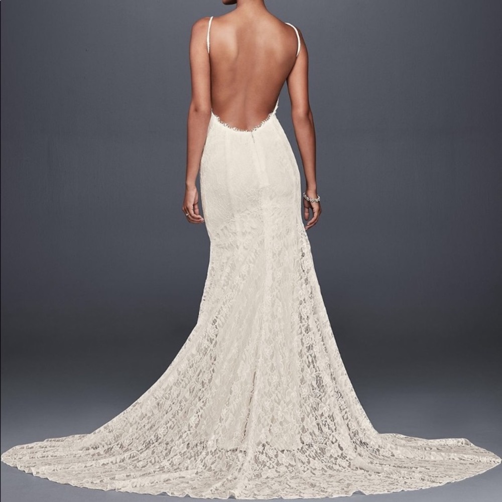 David’s Bridal Galina Spaghetti Strap Ivory Lace Dress